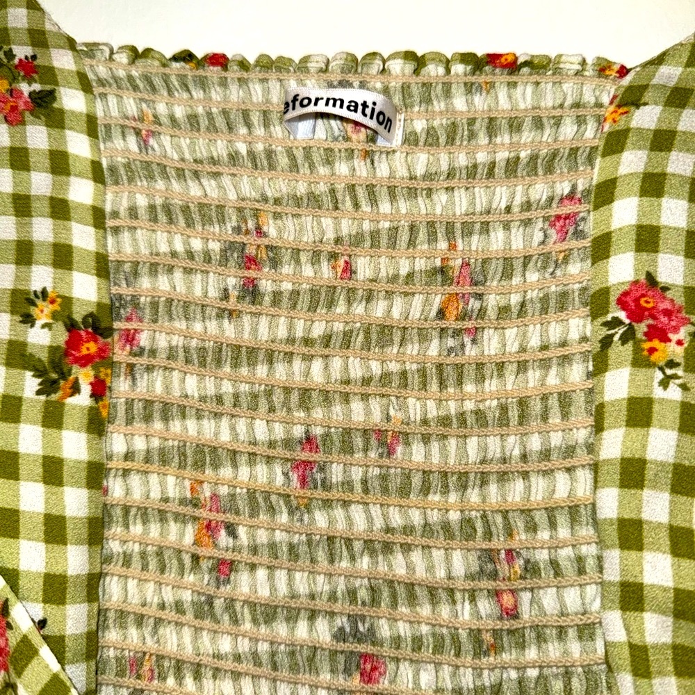 Reformation Gingham Green top - Picture 3 of 5
